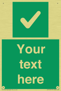 Custom green background, green square with tick sign